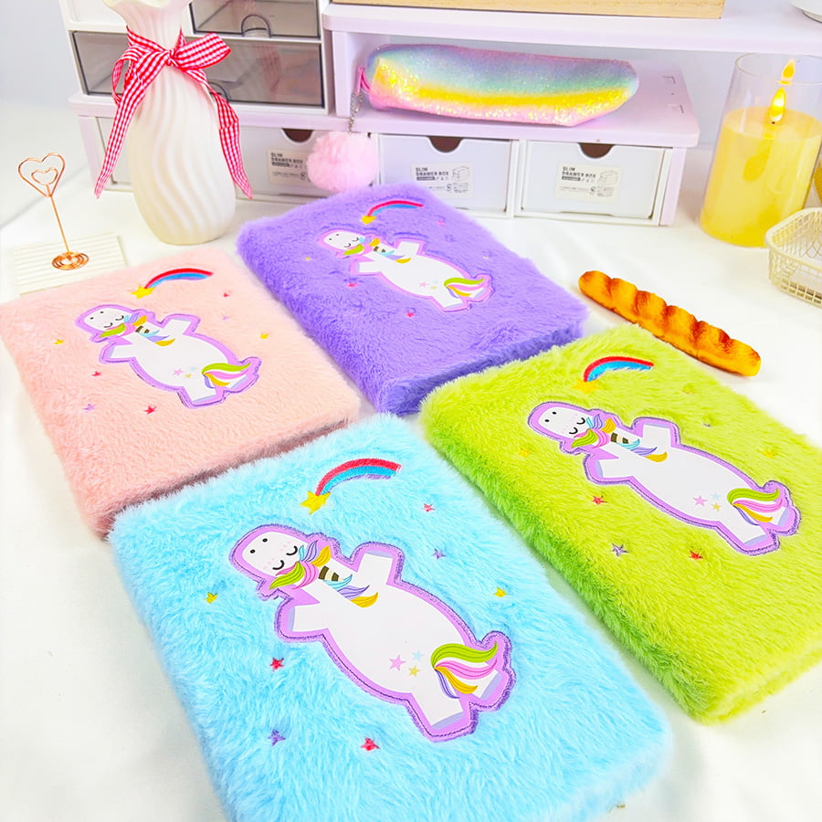 Carnet de notes en peluche A5 avec licorne mignonne Carnet de notes en peluche A5 avec licorne mignonne