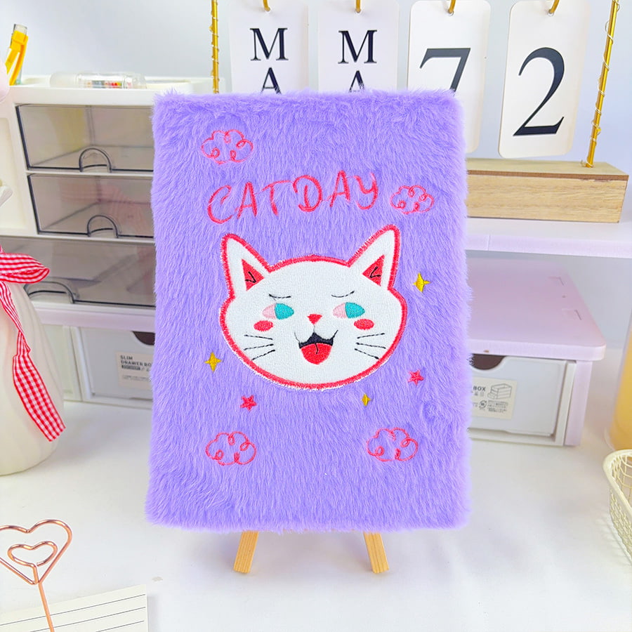 Carnet de notes en peluche A5 avec chat mignon