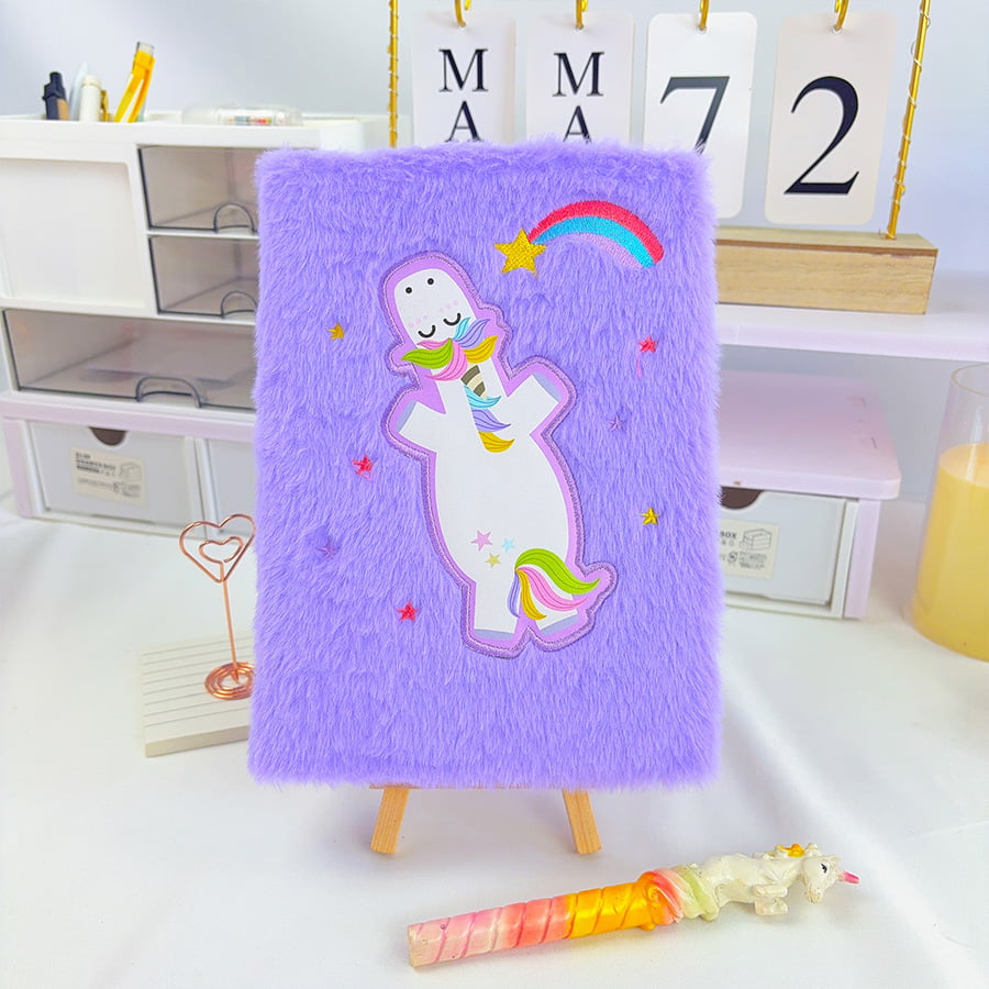Carnet de notes en peluche A5 avec licorne mignonne Carnet de notes en peluche A5 avec licorne mignonne