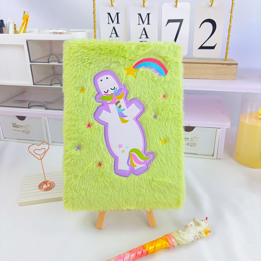Carnet de notes en peluche A5 avec licorne mignonne