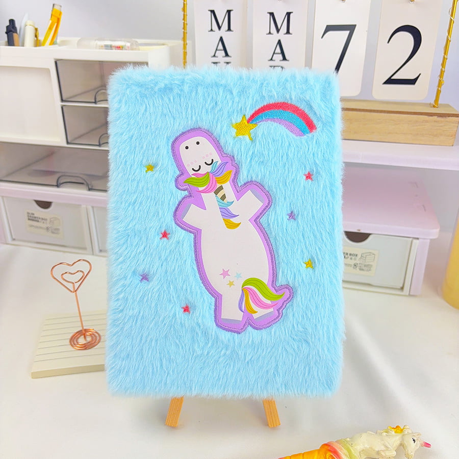 Carnet de notes en peluche A5 avec licorne mignonne