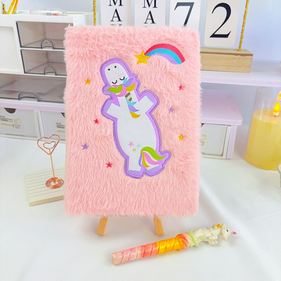 Carnet de notes en peluche A5 avec licorne mignonne