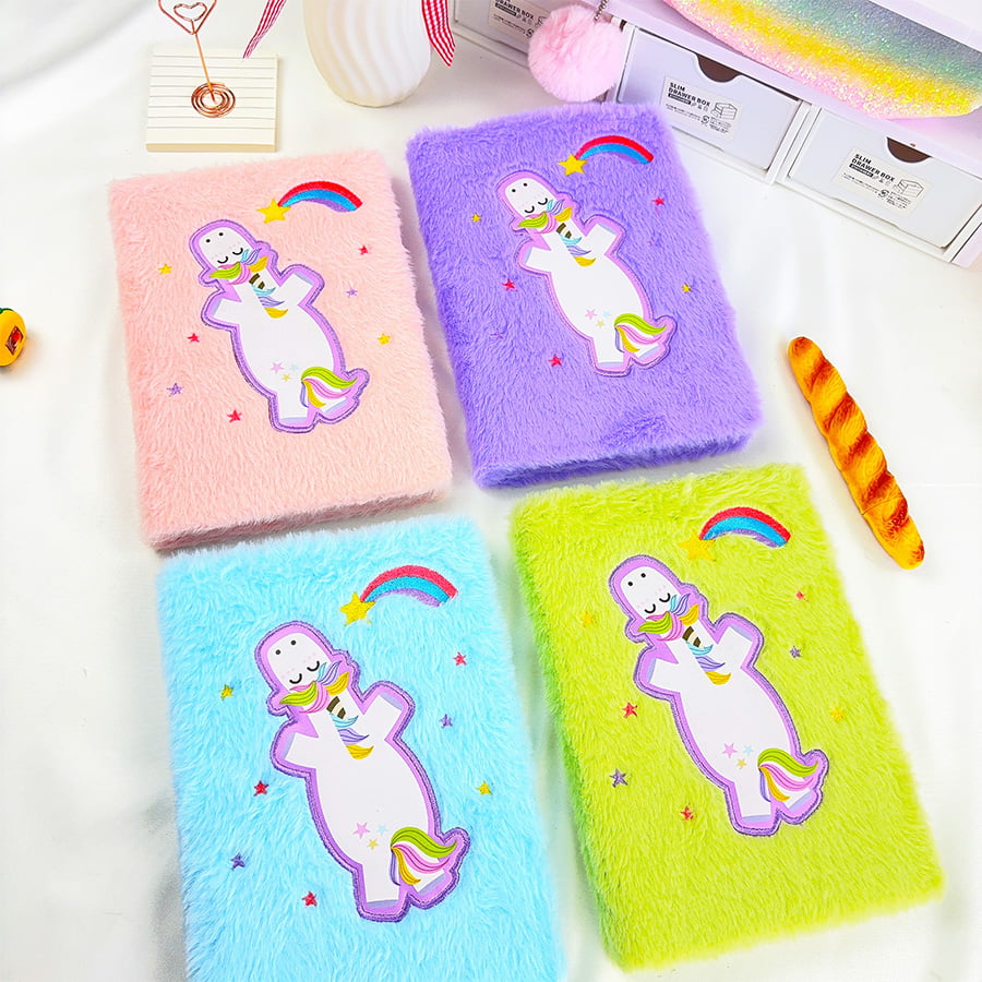 Carnet de notes en peluche A5 avec licorne mignonne